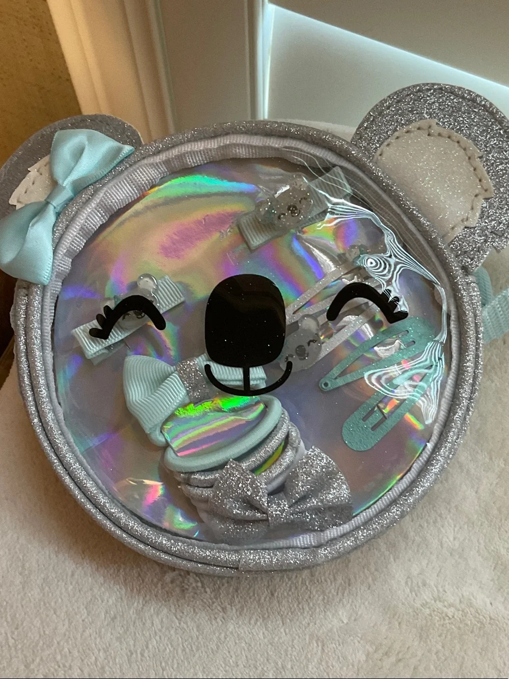 Claire's Iridescent Holographic Kids Hair Accessory Set with Silver Glitter